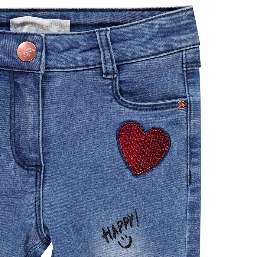 Jean στυλ ξεβαμμένο coupe slim με καρδιές για κόριτσι 