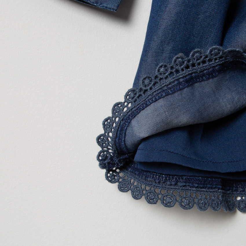 Μακρυμάνικο φόρεμα από tencel με κεντήματα 