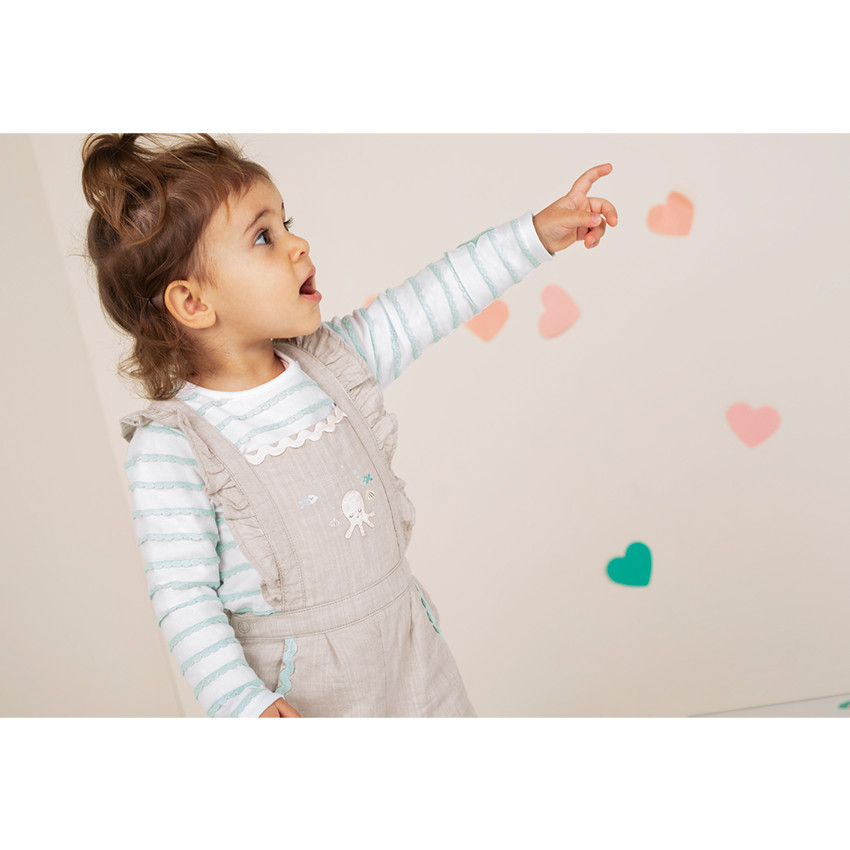 Μακρυμάνικη μπλούζα με ανάγλυφες ρίγες και μπάλωμα με αστεράκι 