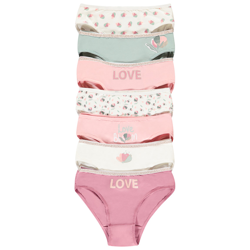 Σετ από 7 σλιπ με λουλούδια για κορίτσι 