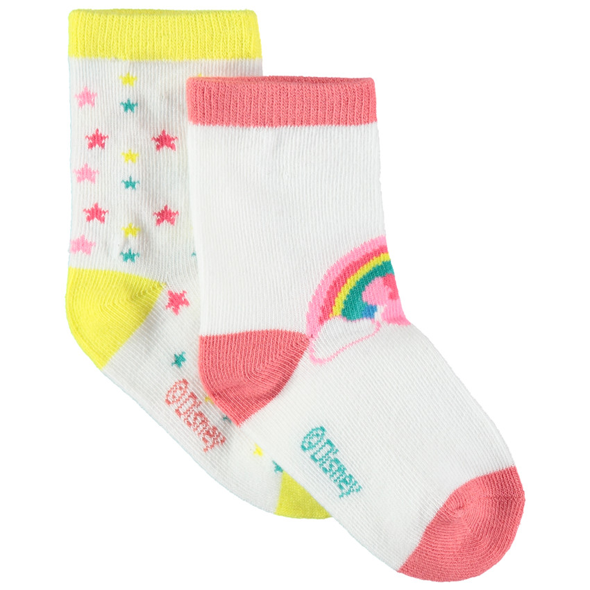 Lot de 2 paires de chaussettes motif arc-en-ciel et étoiles 