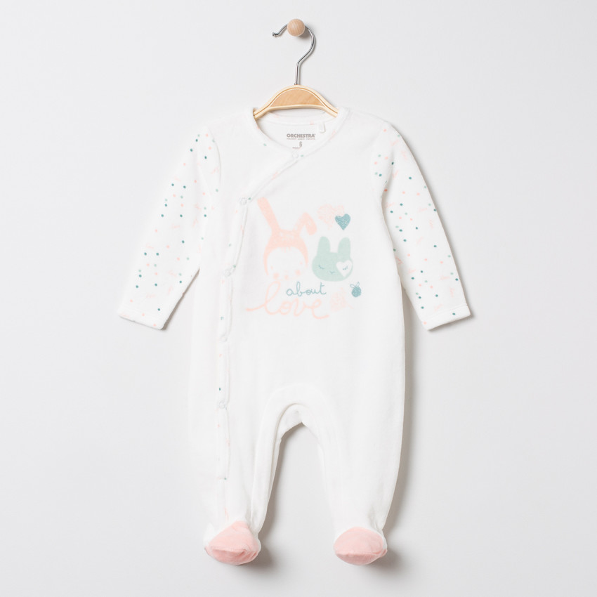 Dors-bien en velours print lapins 