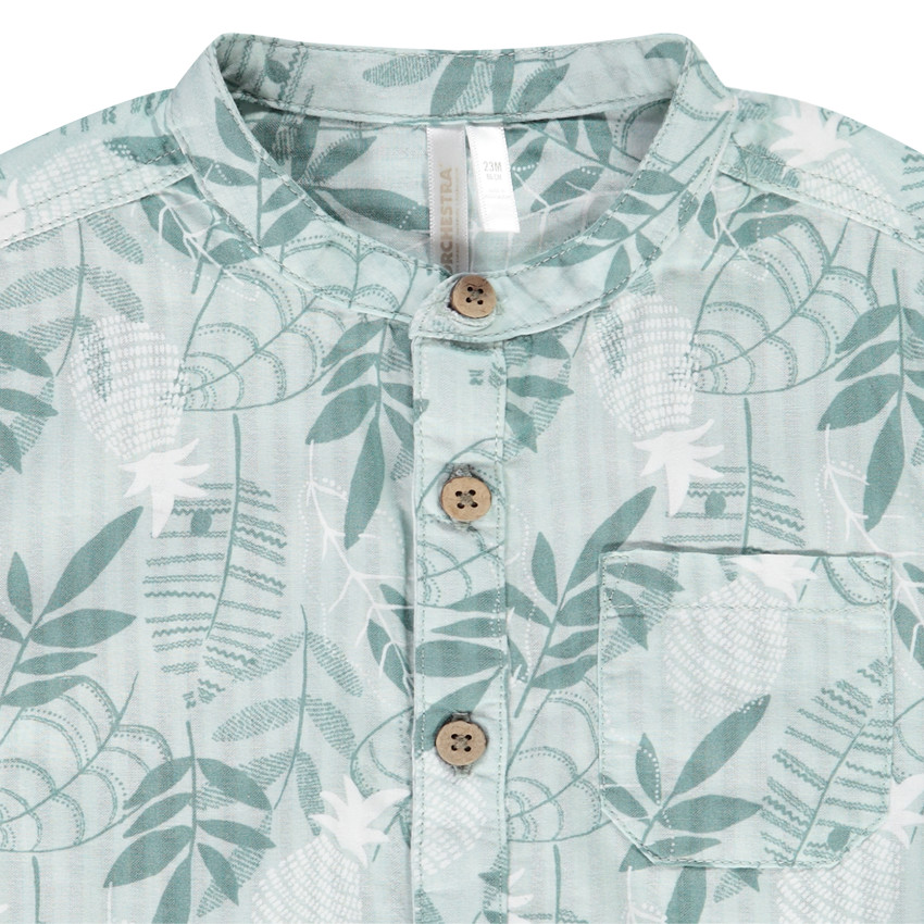 Πουκάμισο κοντομάνικο με σχέδιο φύλλων για μωρό αγόρι 