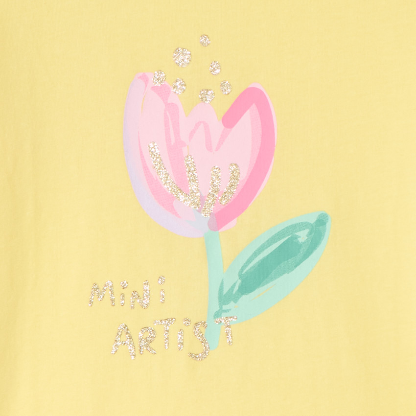 T-shirt με κοντά μανίκια με φαντεζί σχέδιο και glitter για κορίτσι 