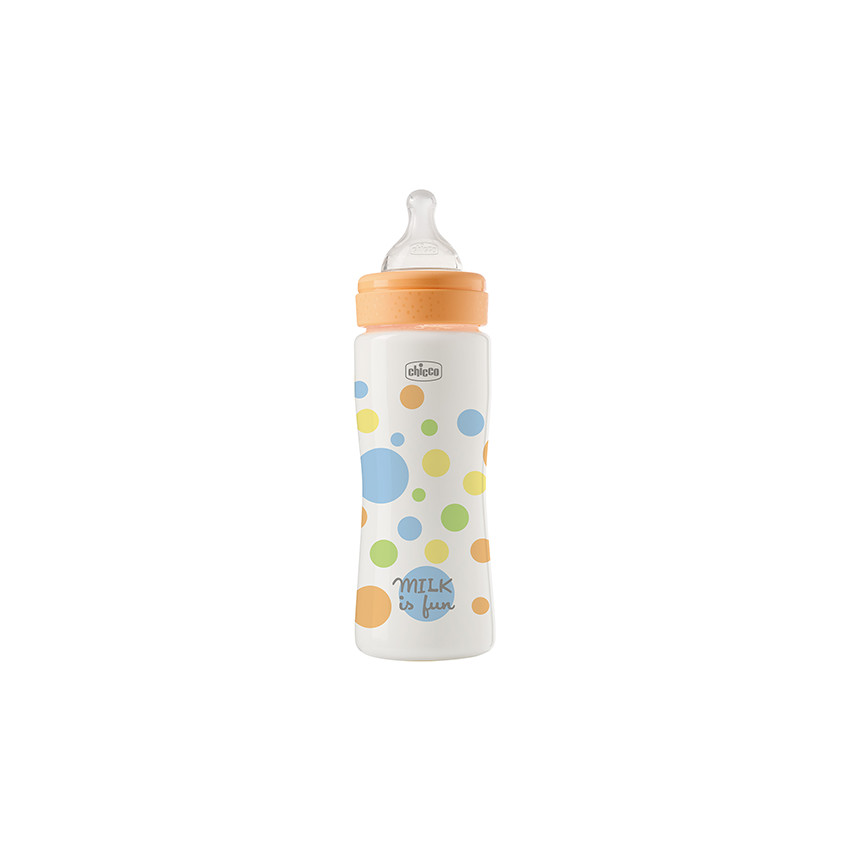 MOYEN BIBERON Biberon PERFECT EASY, verre, 240 ml - ORANGE - 0m+ 