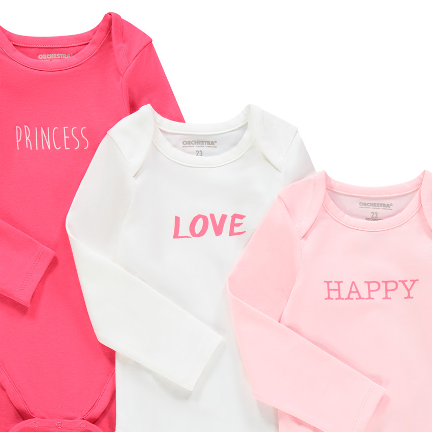 Σετ από 5 bodies μακρυμάνικα με μήνυμα σχέδιο 