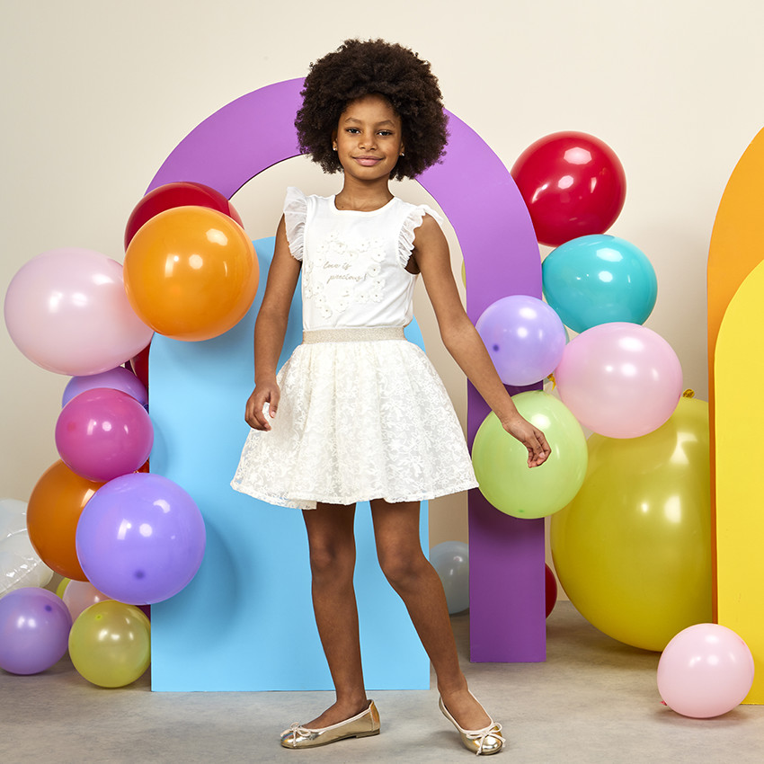 Φούστα από τούλι και κεντημένο organza για κορίτσι 