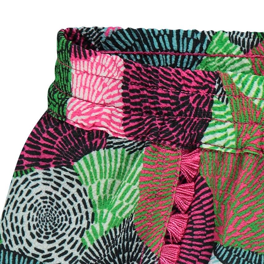 Φαρδύ σορτς με κρόσσια από κρεπ με γεωμετρικό σχέδιο  