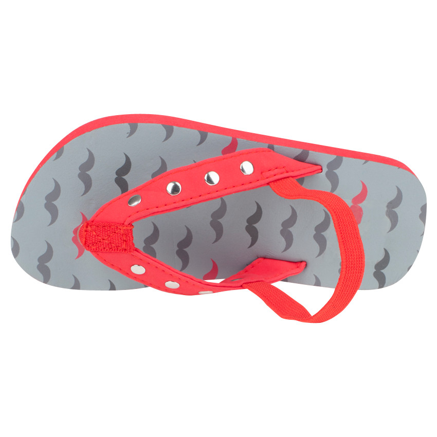 Tongs imprimé moustaches avec bride à clous et lanière pour garçon 