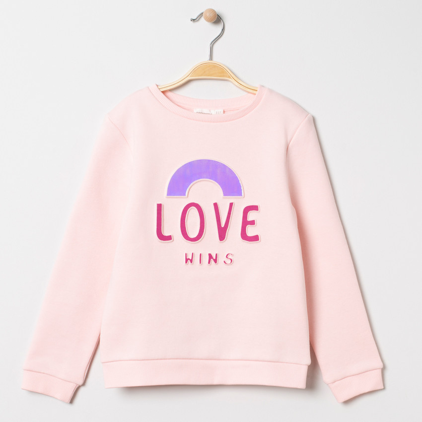 Sweat en molleton à arc-en-ciel iridescent et message printé 