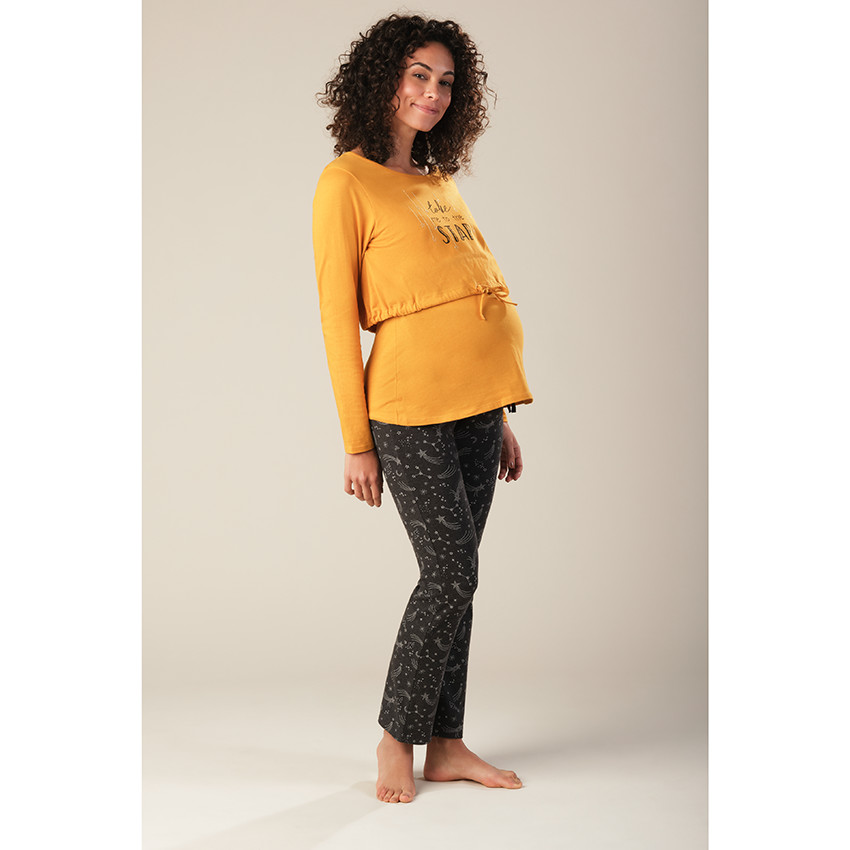 Tee-shirt manches longues homewear avec inscriptions 