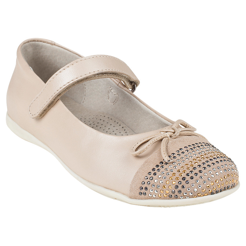 Babies en cuir effet nacré avec scratch et strass fantaisie 