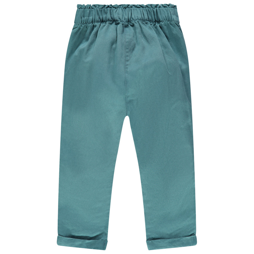 Pantalon en twill bleu à pois colorés brodés  Additional Pantalon en twill bleu à pois colorés brodés