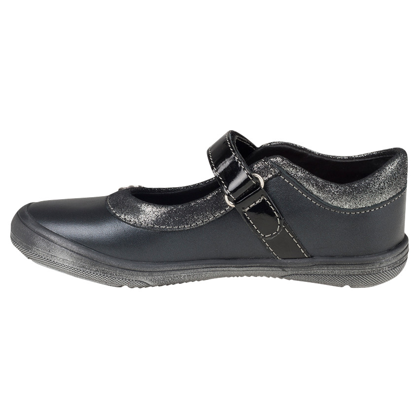 Babies noires en cuir à paillettes et rivet 