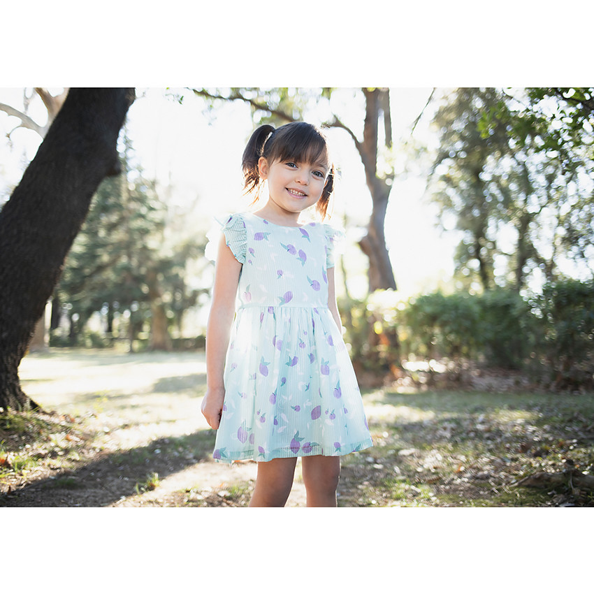 Robe manches courtes volantées en voile de viscose pour fille 