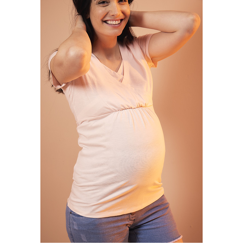 Αμάνικο μπλουζάκι εγκυμοσύνης και θηλασμού με σταυρωτό γιακά 