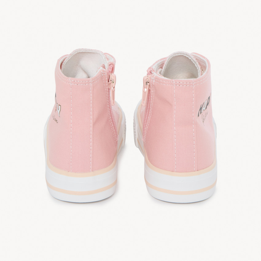Αθλητικά παπούτσια πάνινα ψηλά με φερμουάρ και φαντεζί κορδόνια για κορίτσι 