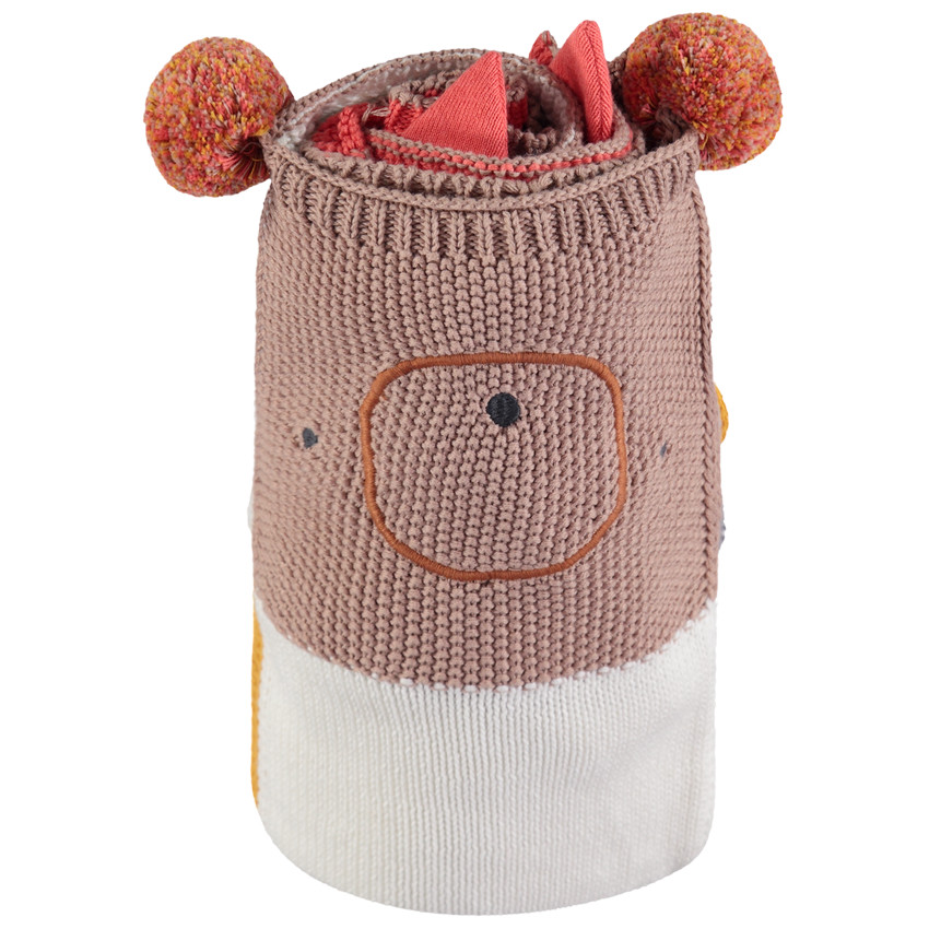 Couverture en tricot à animaux fantaisie effet patchwork 