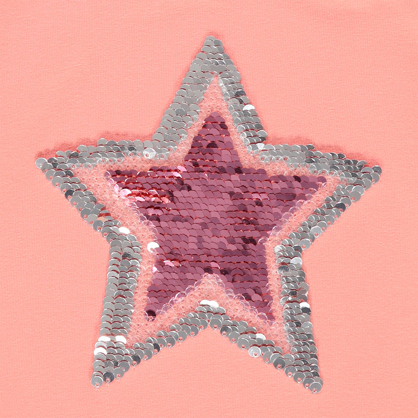 T-shirt manches longues uni à étoile en sequins magiques 