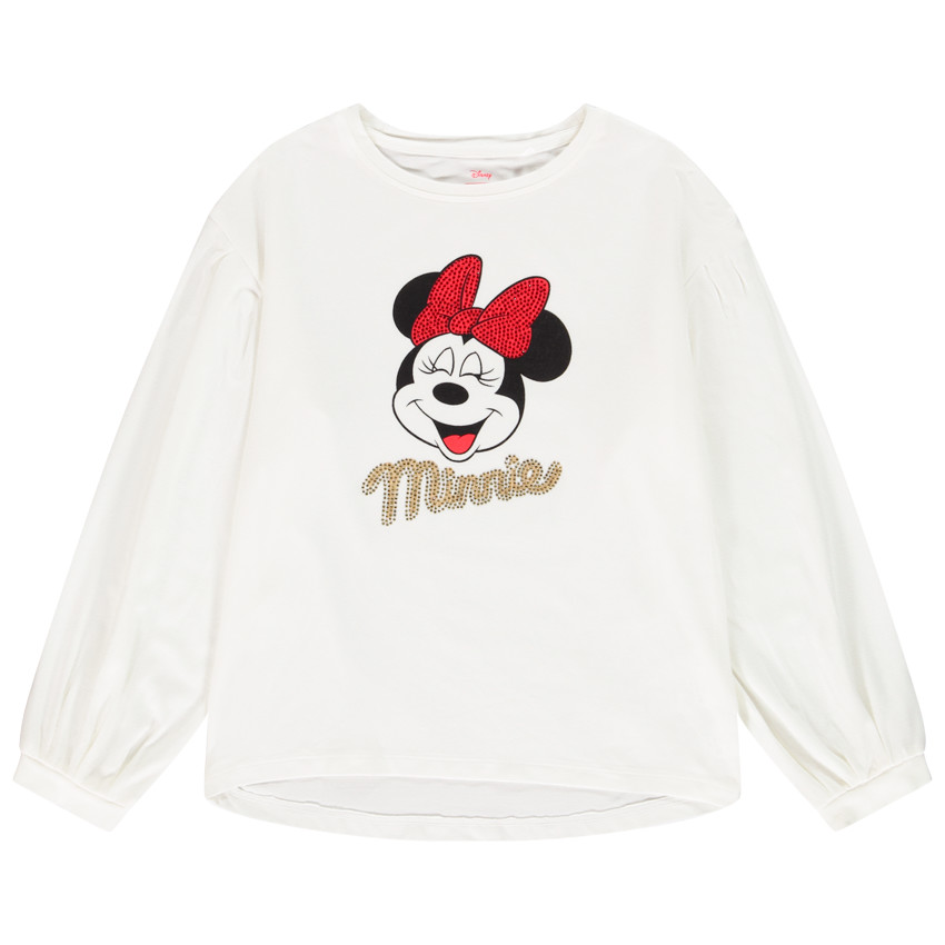 T-shirt μακρυμάνικο σχέδιο Minnie Disney με strass για κορίτσι 