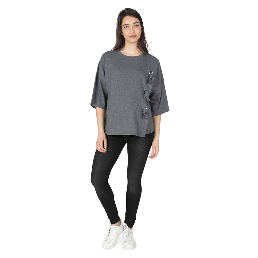 Ασύμμετρη μπλούζα εγκυμοσύνης με φιόγκους 