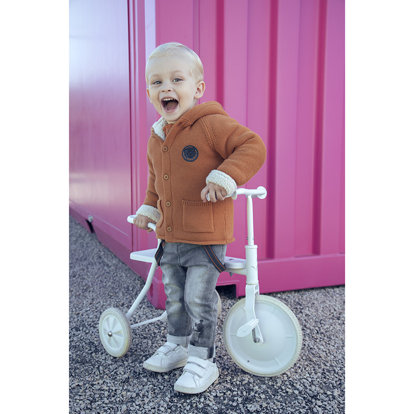 Μπουφάν με κουκούλα πλεκτή για bebe αγόρι 