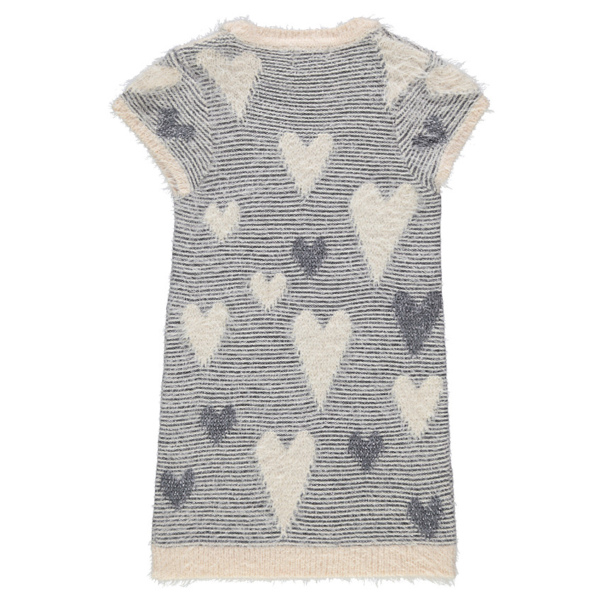 Αμάνικο πλεκτό φόρεμα με χνουδωτή υφή και ζακάρ καρδούλες 