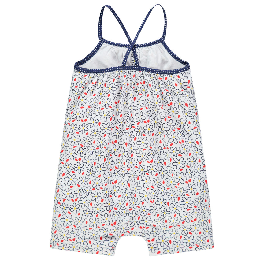 Combi κοντό με λουλούδια και τιράντες με πουά 