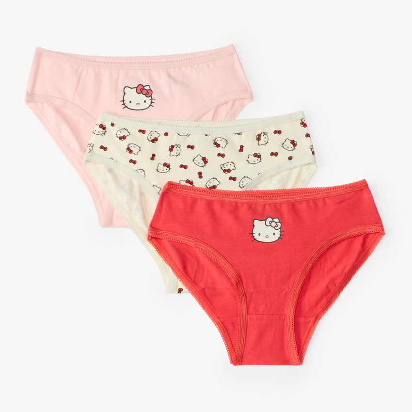 Σετ 3 σλιπ κοριτσιού με κέντημα Hello Kitty 
