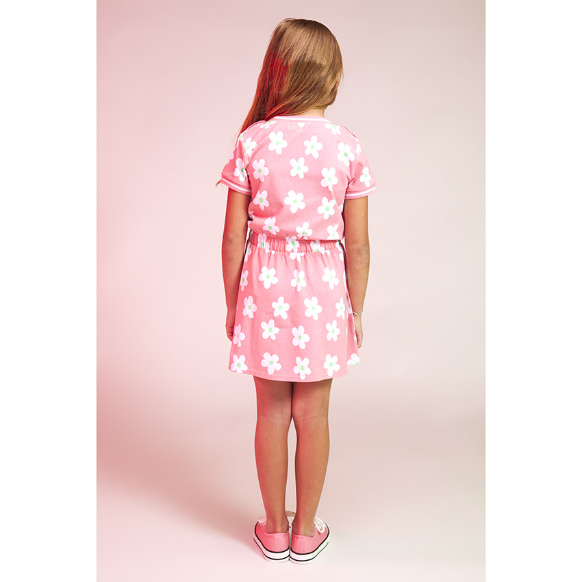 Φόρεμα από σφουγγάρι με σφιγμένη μέση και σχέδιο λουλούδια για κορίτσι 