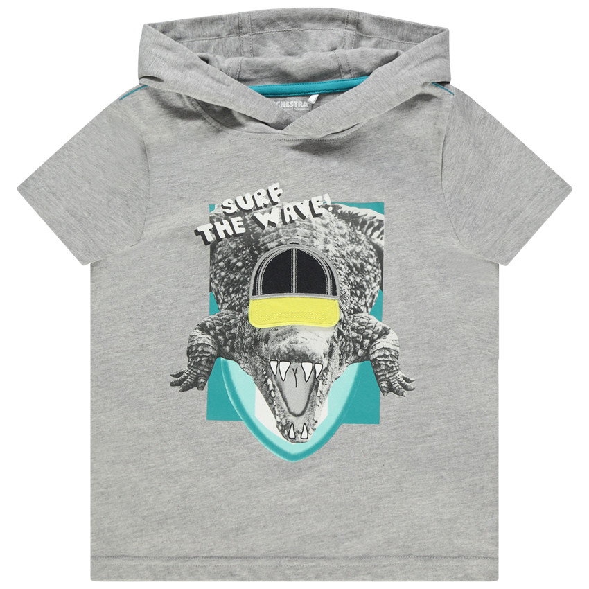 Κοντομάνικο T-shirt με κουκούλα και σχέδιο κροκόδειλου  Additional Κοντομάνικο T-shirt με κουκούλα και σχέδιο κροκόδειλου