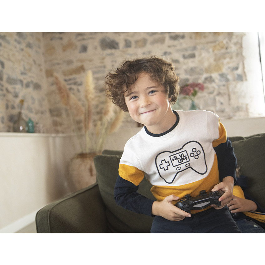 Πουλόβερ πλεκτό σε στυλ Color block σχέδιο χειριστήριο για αγόρι 