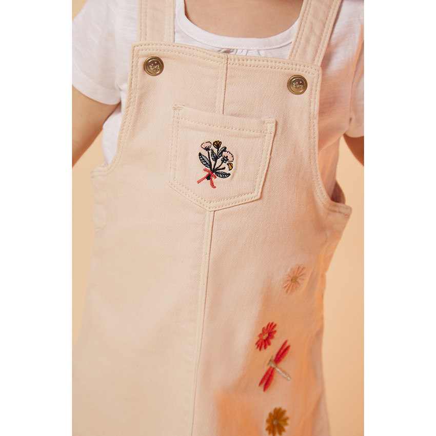 Φόρεμα από denim με κεντήματα λουλούδια για bebe κορίτσι 