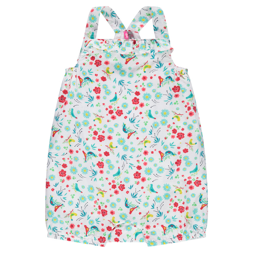 Κοντή ολόσωμη φόρμα με φλοράλ μοτίβο σε όλη την επιφάνεια 