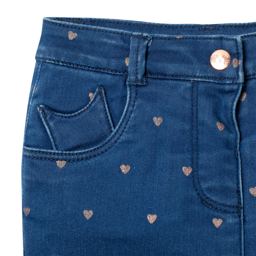 Jean doublé micropolaire imprimé coeurs all-over 