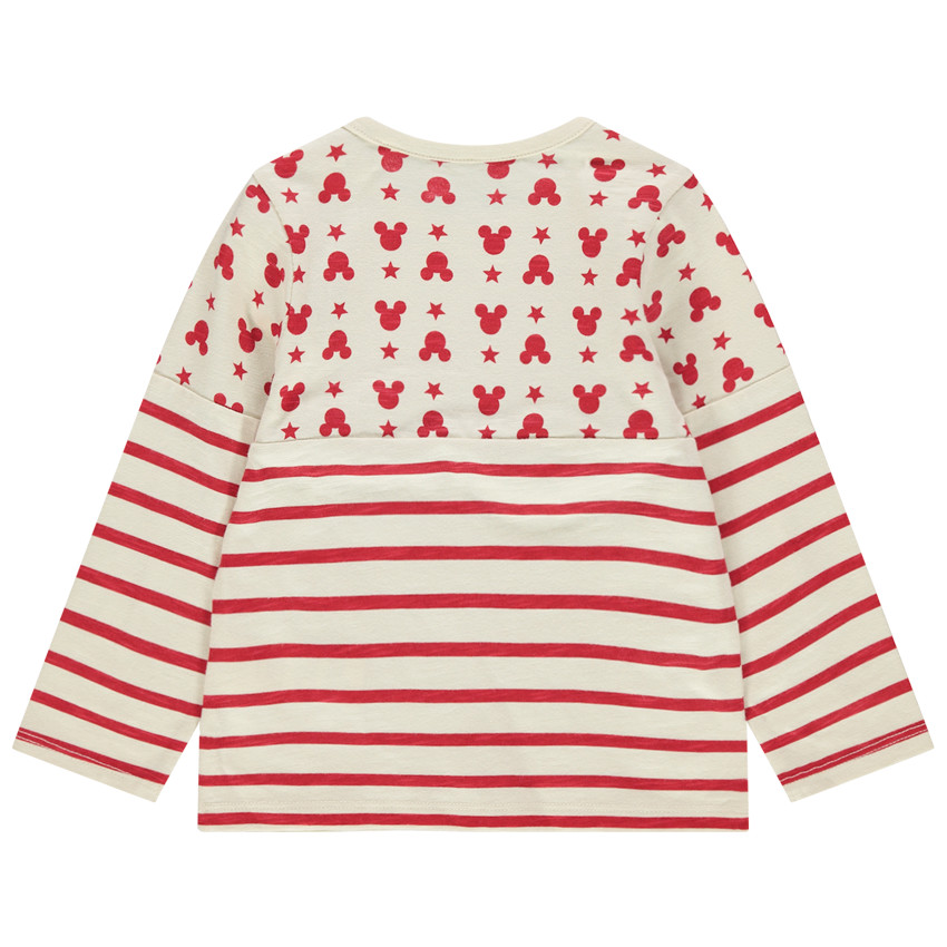 T-shirt μακρυμάνικο με οργανικό βαμβάκι ριγέ Mickey Disney 