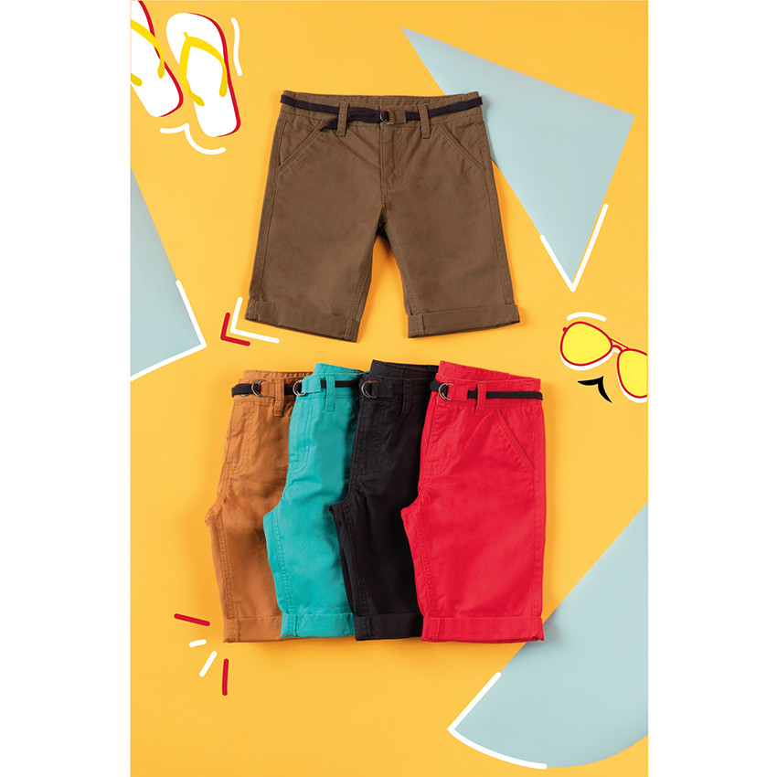 Βερμούδα από βαμβακερό ύφασμα με ρυθμιζόμενη ζώνη 