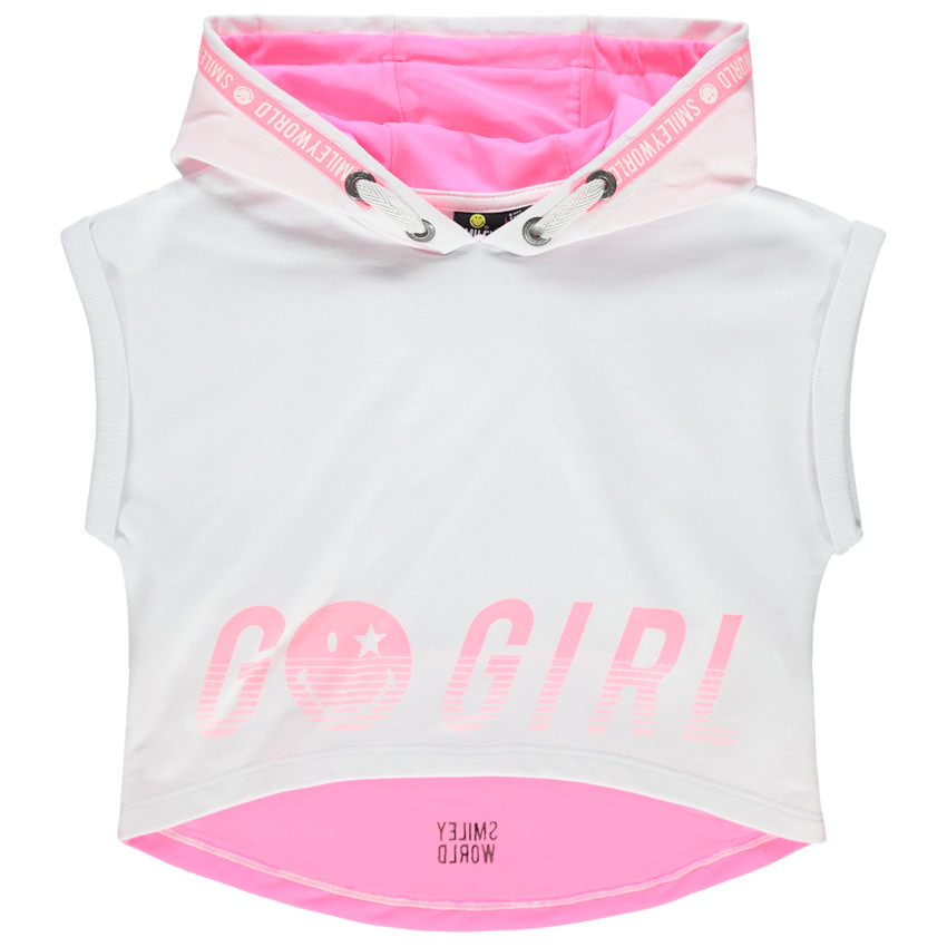 Κοντό φανελένιο φούτερ με τυπωμένο μήνυμα Smiley 