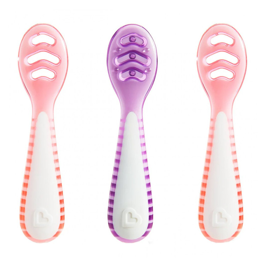 Munchkin Gentle Dip Multistage First Spoons 3 Τεμάχια - Μωβ / Ροζ 