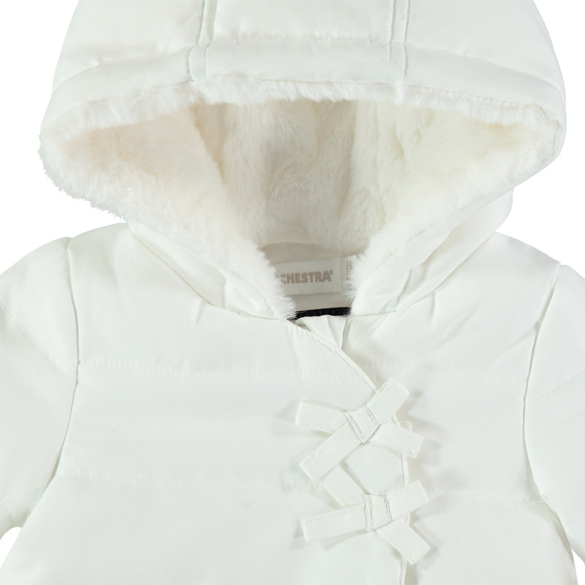 Parka matelassée à capuche doublée sherpa à coeurs brodés 