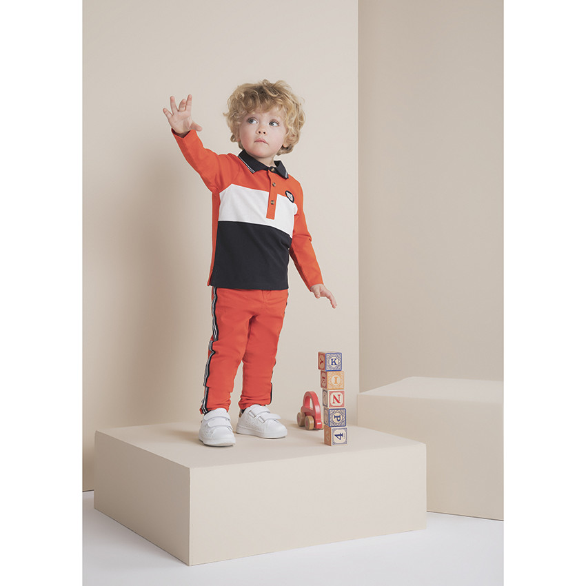 Pantalon en toile effet crinkle à bandes sur les côtés 