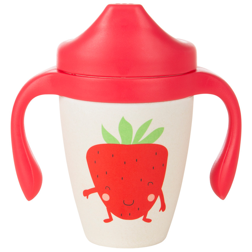 Ποτήρι εκμάθησης από μπαμπού Cool Fruits - Φράουλα 
