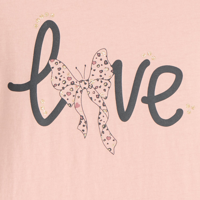 T-shirt με μακριά μανίκια και γυαλιστερή εκτύπωση κορίτσι 