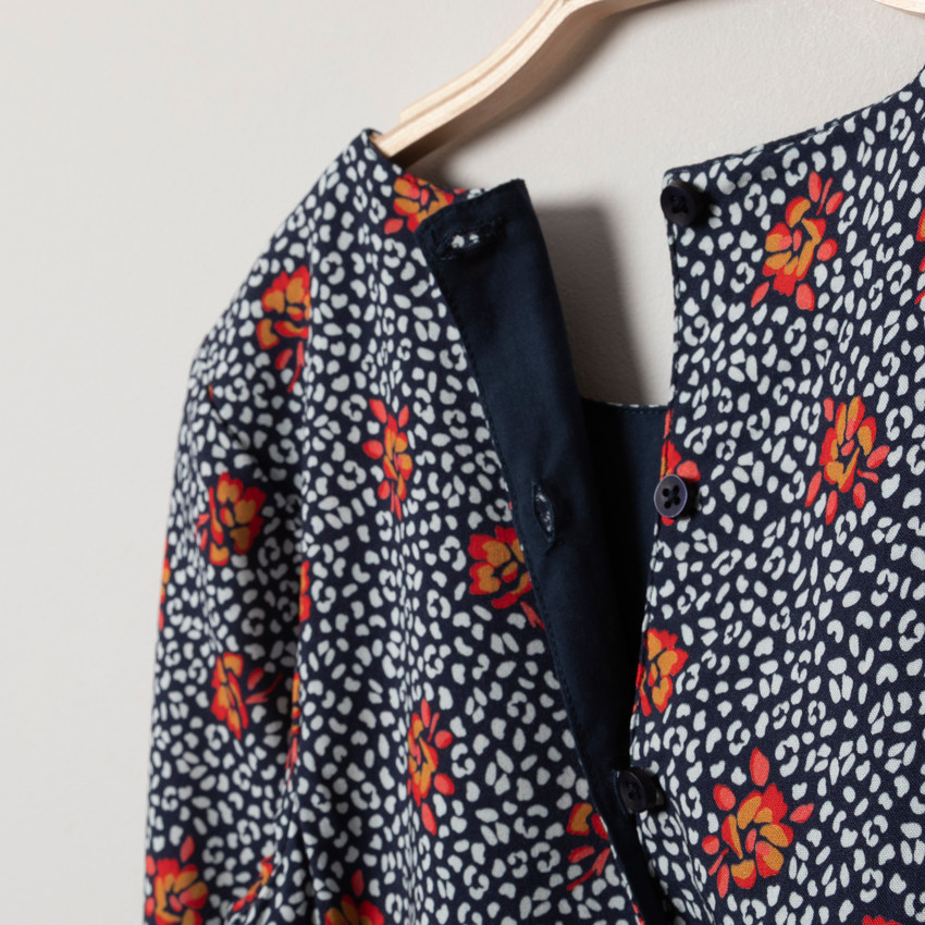 Robe manches longues à fleurs all-over 