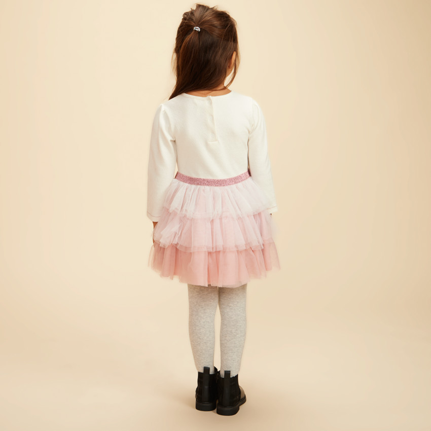 Robe effet 2 en 1 avec jupon en tulle pour bébé fille 