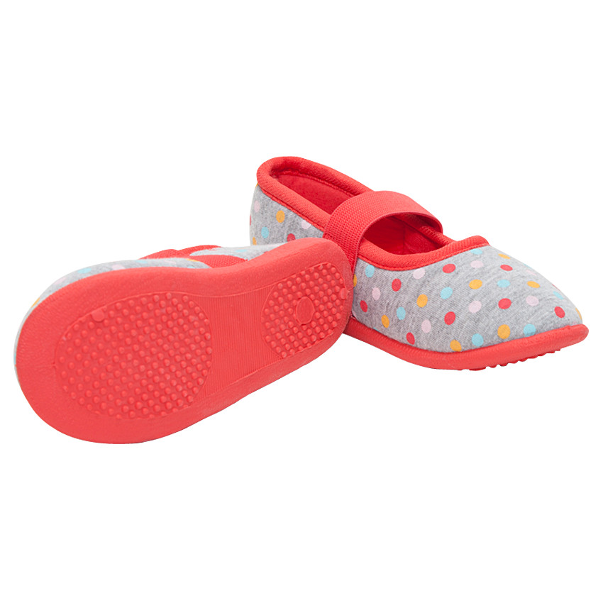 Ζέρσεϊ παντοφλάκια με ελαστική μπαρέτα και πουά μοτίβο 