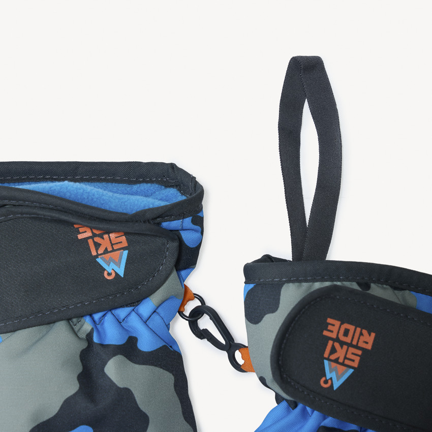 Moufles de ski imprimé camouflage pour garçon  