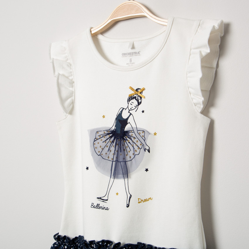 Κοντομάνικο φόρεμα 2 σε 1 με στάμπα χορεύτρια  