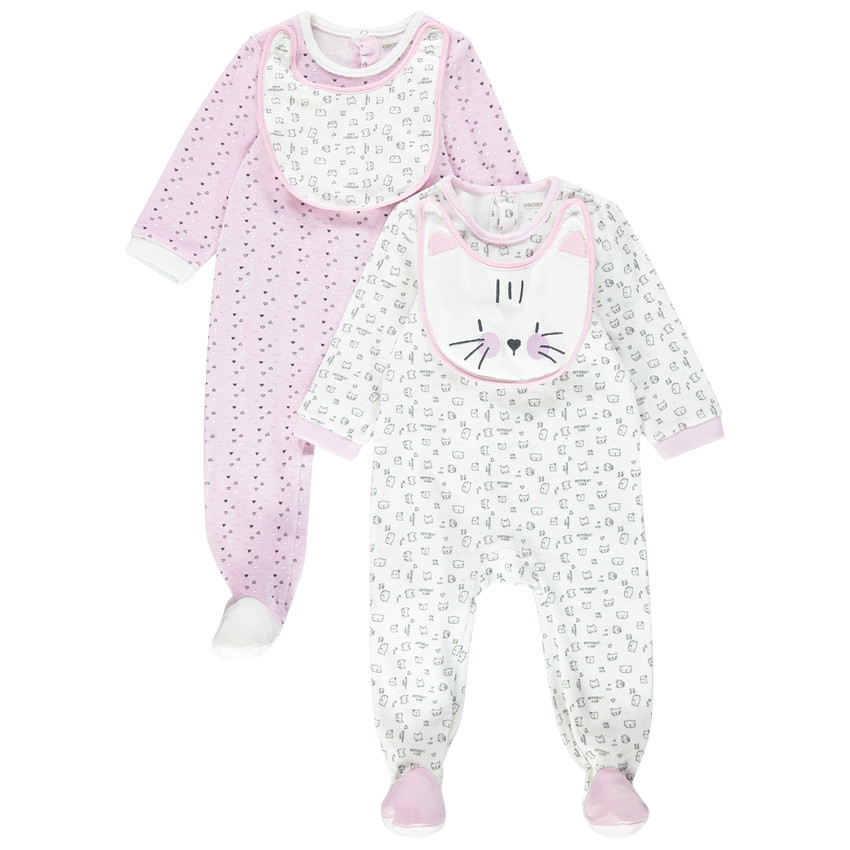 Σετ με 2 φορμάκια ύπνου βελουτέ με αφαιρούμενη ενσωματωμένη σαλιάρα  