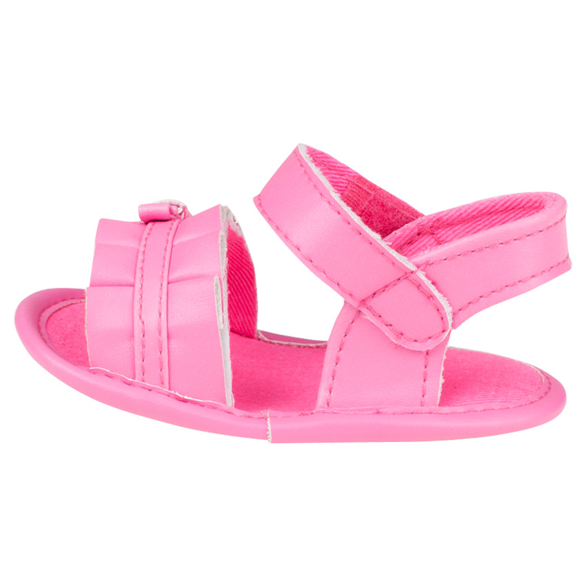 Nu-pieds coloris rose fluo effet plissé avec noeud 